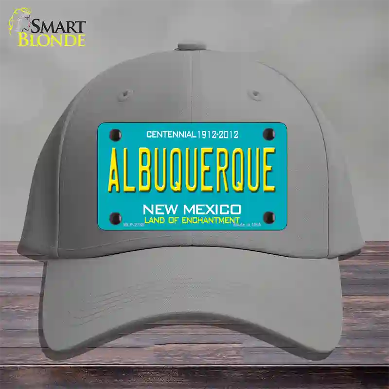 Albuquerque New Mexico Teal Novelty License Plate Hat Cotton / Gray