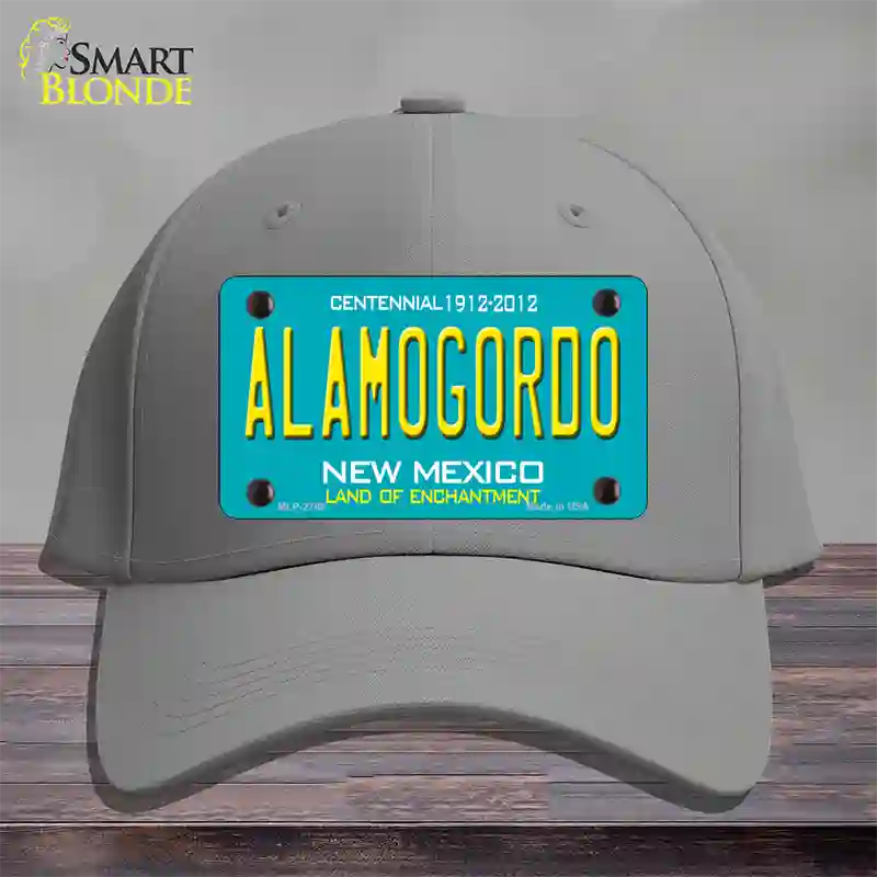 Alamogordo New Mexico Teal Novelty License Plate Hat Cotton / Gray