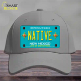 Native New Mexico Teal Novelty License Plate Hat Cotton / Gray