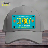 Cowboy New Mexico Teal Novelty License Plate Hat Cotton / Gray