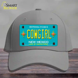 Cowgirl New Mexico Teal Novelty License Plate Hat Cotton / Gray