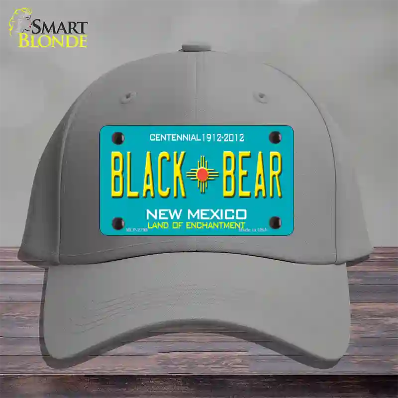 Black Bear New Mexico Teal Novelty License Plate Hat Cotton / Gray