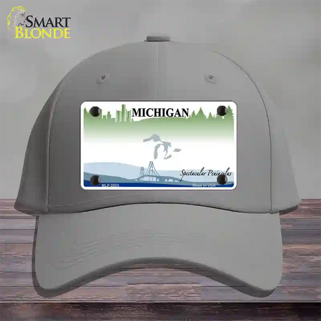 Michigan Peninsulas State Blank Novelty License Plate Hat Cotton / Gray