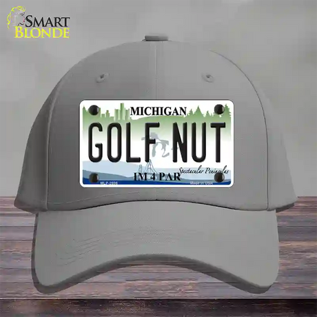 Golf Nut Michigan State Novelty License Plate Hat Cotton / Gray