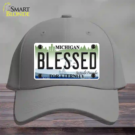 Blessed Michigan State Novelty License Plate Hat Cotton / Gray