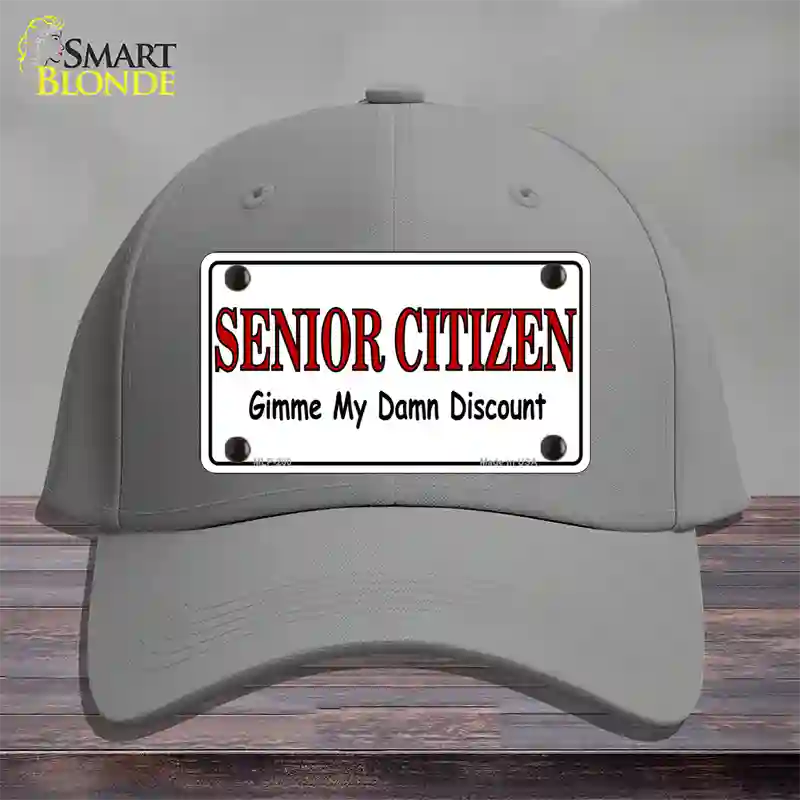 Senior Citizen Discount Novelty License Plate Hat Cotton / Gray