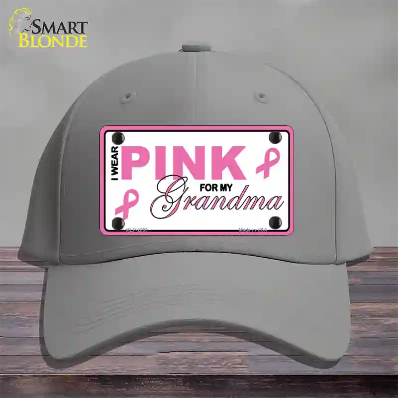 Pink For Grandma Novelty License Plate Hat Cotton / Gray