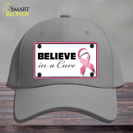 Believe In A Cure Novelty License Plate Hat Sign Cotton / Gray