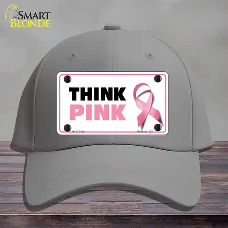 Think Pink Novelty License Plate Hat Sign Cotton / Gray