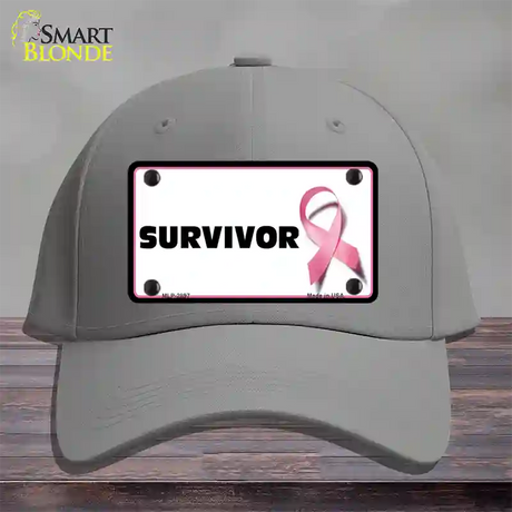 Survivor Breast Cancer Novelty License Plate Hat Cotton / Gray