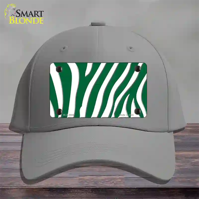 Green White Zebra Novelty License Plate Hat Cotton / Gray