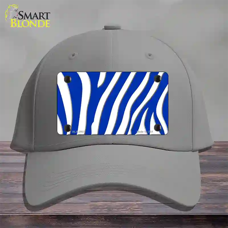 Blue White Zebra Novelty License Plate Hat Cotton / Gray