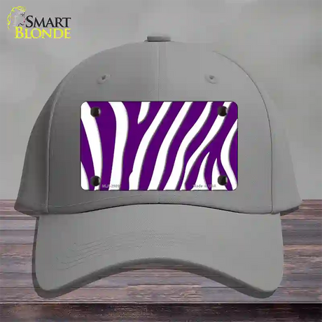 Purple White Zebra Novelty License Plate Hat Cotton / Gray