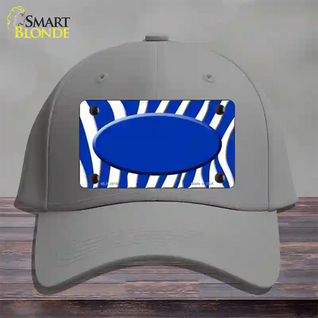 Blue White Zebra Blue Center Oval Novelty License Plate Hat Cotton / Gray