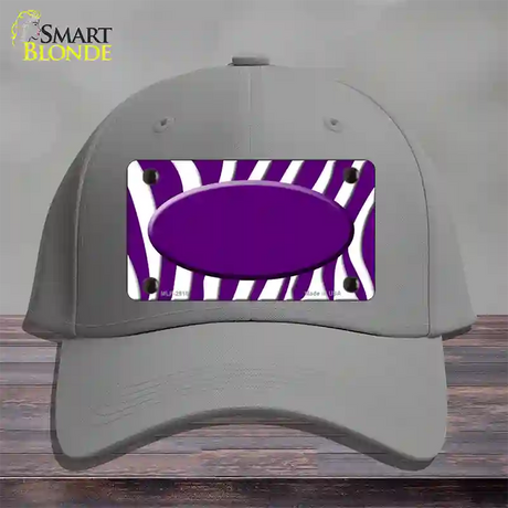 Purple White Zebra Purple Center Oval Novelty License Plate Hat Cotton / Gray