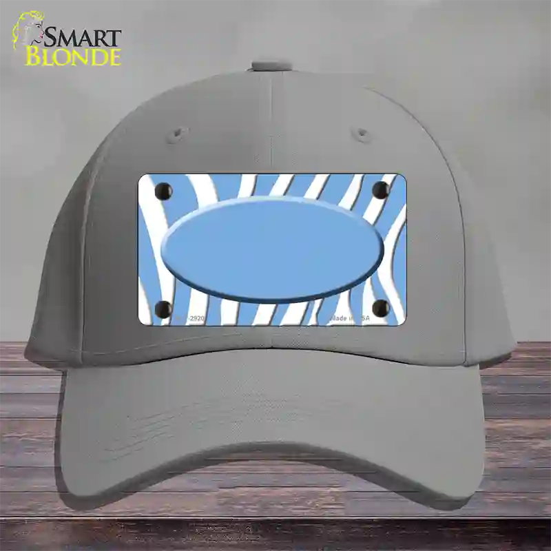 Light Blue White Zebra Light Blue Center Oval Novelty License Plate Hat Cotton / Gray