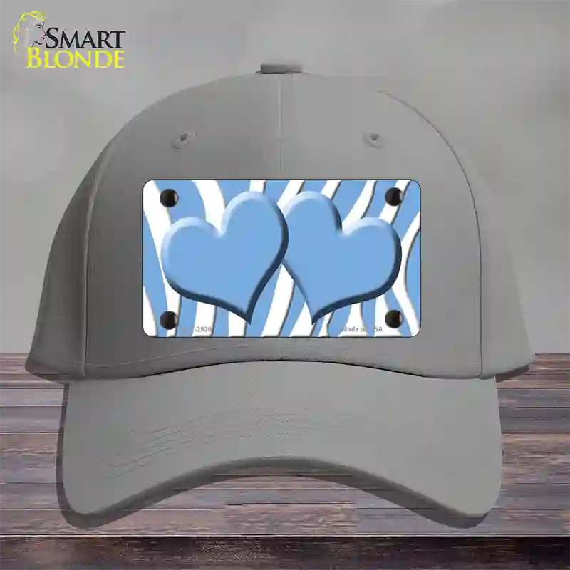 Light Blue White Zebra Light Blue Centered Hearts Novelty License Plate Hat Cotton / Gray