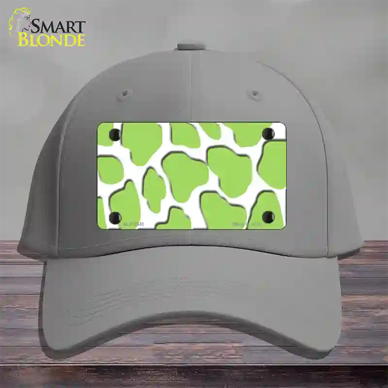 Lime Green White Giraffe Novelty License Plate Hat Cotton / Gray