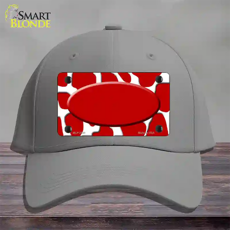 Red White Giraffe Red Center Oval Novelty License Plate Hat Cotton / Gray