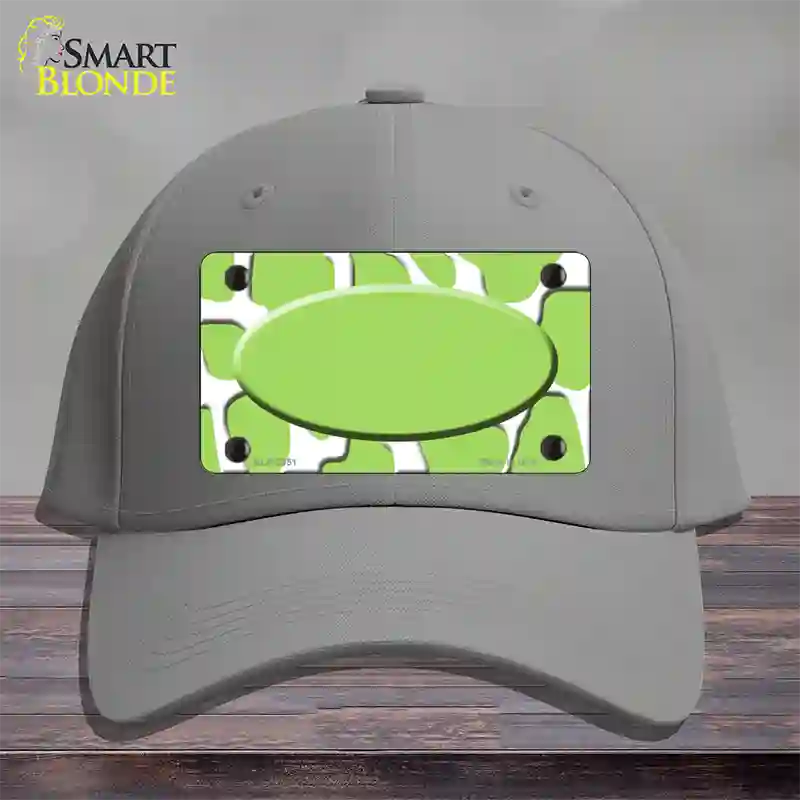 Lime Green White Giraffe Lime Green Center Oval Novelty License Plate Hat Cotton / Gray