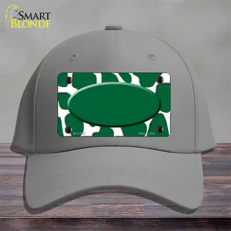 Green White Giraffe Green Center Oval Novelty License Plate Hat Cotton / Gray