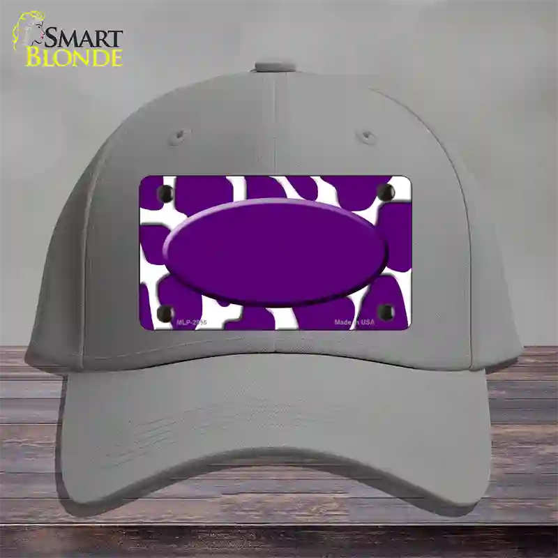 Purple White Giraffe Purple Center Oval Novelty License Plate Hat Cotton / Gray