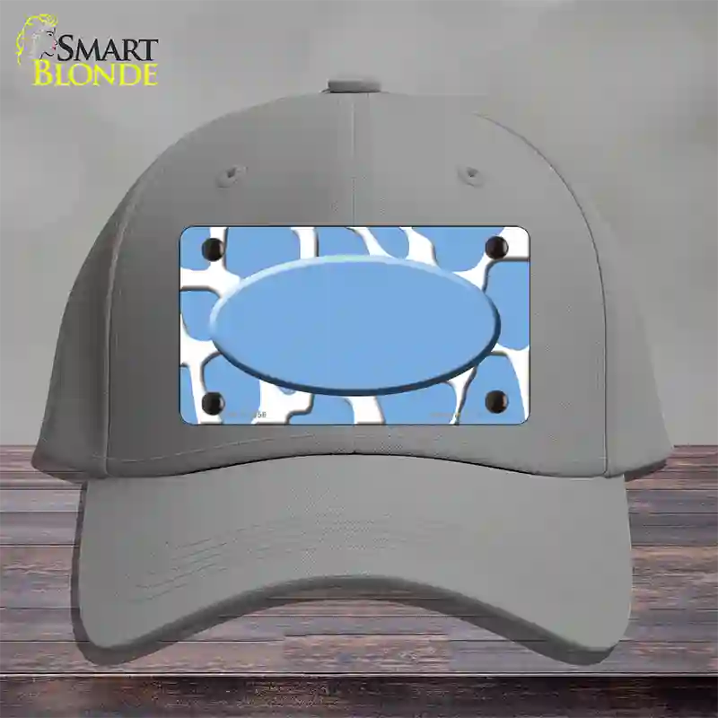 Light Blue White Giraffe Light Blue Center Oval Novelty License Plate Hat Cotton / Gray