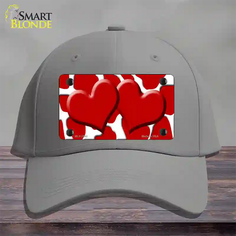 Red White Giraffe Red Centered Hearts Novelty License Plate Hat Cotton / Gray