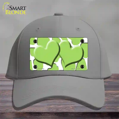 Lime Green White Giraffe Lime Green Centered Hearts Novelty License Plate Hat Cotton / Gray