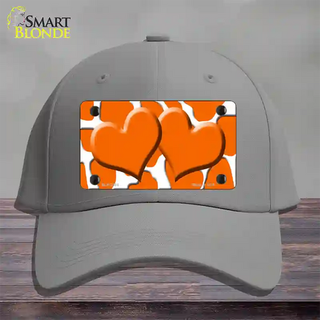 Orange White Giraffe Orange Centered Hearts Novelty License Plate Hat Cotton / Gray