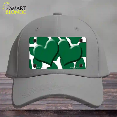 Green White Giraffe Green Centered Hearts Novelty License Plate Hat Cotton / Gray