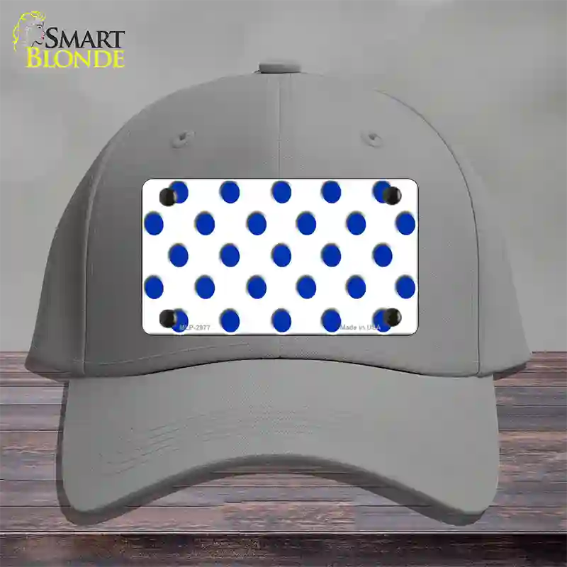 Blue White Polka Dot Novelty License Plate Hat Cotton / Gray