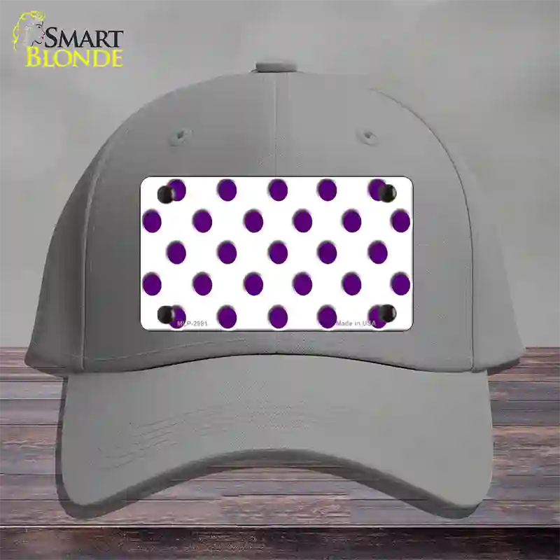 Purple White Polka Dot Novelty License Plate Hat Cotton / Gray