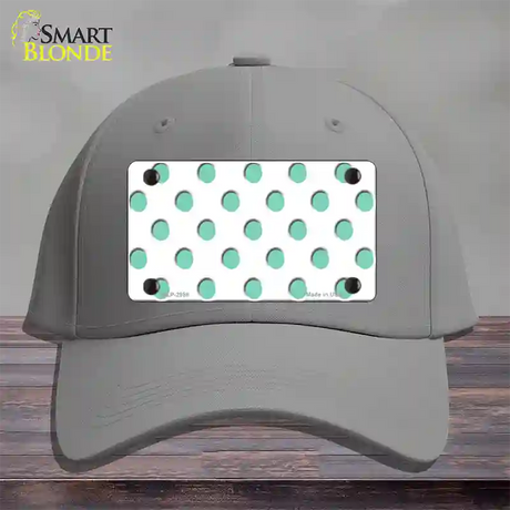 Mint White Polka Dot Novelty License Plate Hat Cotton / Gray