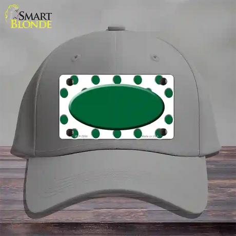 Green White Polka Dot Green Center Oval Novelty License Plate Hat Cotton / Gray