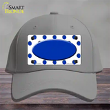 Blue White Polka Dot Blue Center Oval Novelty License Plate Hat Cotton / Gray