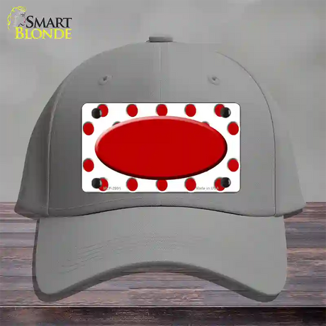 Red White Polka Dot Red Center Oval Novelty License Plate Hat Cotton / Gray