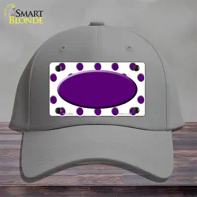 Purple White Polka Dot Purple Center Oval Novelty License Plate Hat Cotton / Gray