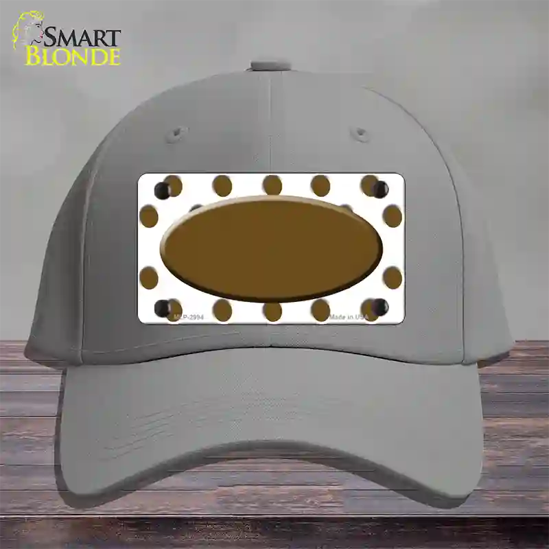 Brown White Polka Dot Brown Center Oval Novelty License Plate Hat Cotton / Gray