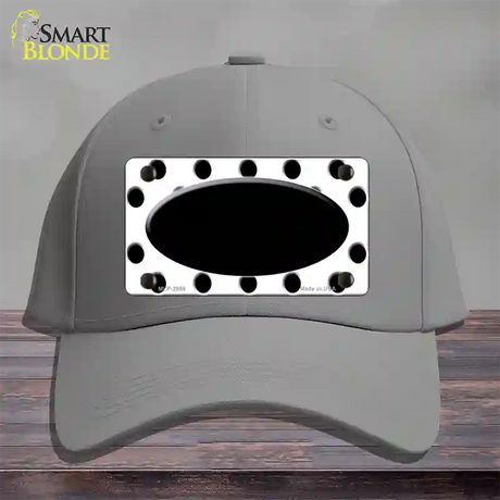 Black White Polka Dot Black Center Oval Novelty License Plate Hat Cotton / Gray