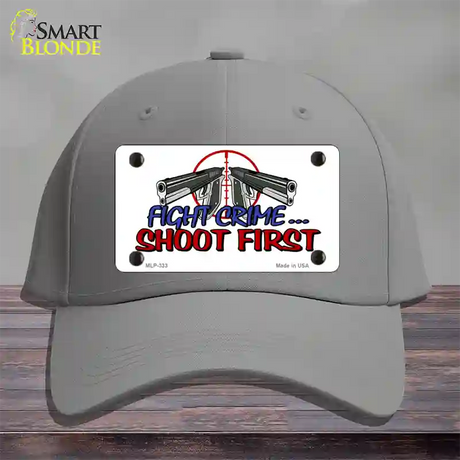 Fight Crime Shoot First Novelty License Plate Hat Cotton / Gray