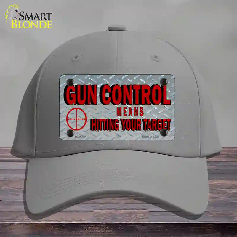 Gun Control Novelty License Plate Hat Cotton / Gray