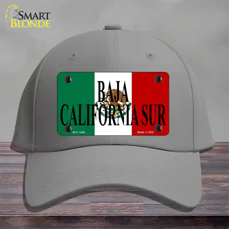 Baja California Sur Mexico Flag Novelty License Plate Hat Cotton / Gray