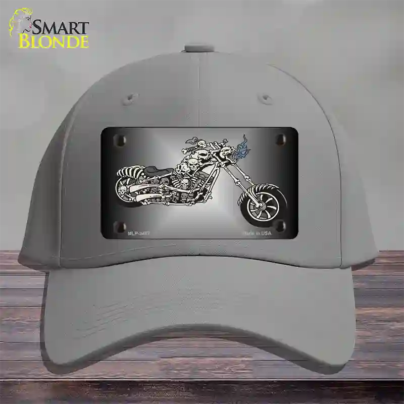 Chopper Skull Novelty License Plate Hat Cotton / Gray