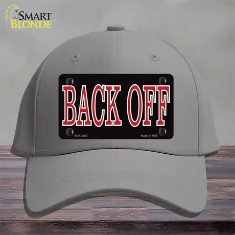 Back Off Black Novelty License Plate Hat Cotton / Gray