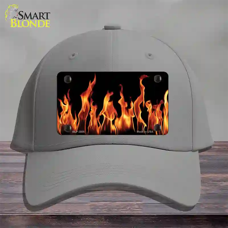 Flames Customizable Novelty License Plate Hat Cotton / Gray