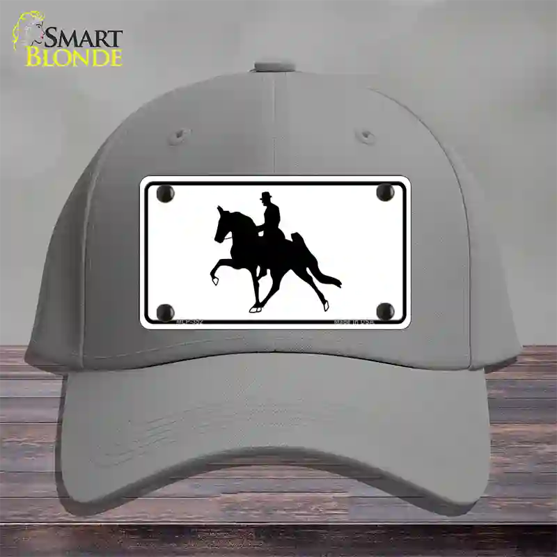 Horse With Rider Novelty License Plate Hat Cotton / Gray