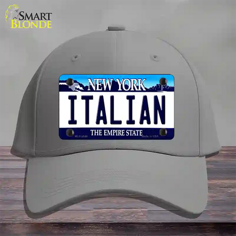 Italian New York Novelty License Plate Hat Cotton / Gray