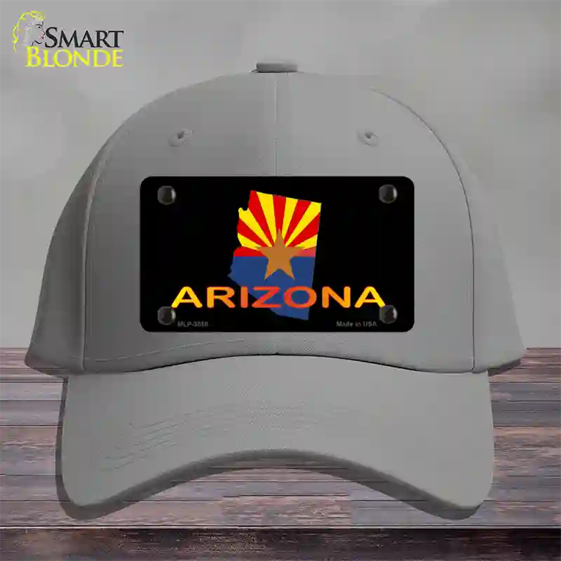 Arizona Flag Filled State Outline Novelty License Plate Hat Cotton / Gray