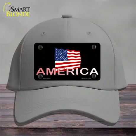 American Flag Black Novelty License Plate Hat Cotton / Gray